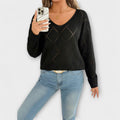 Evers | Jersey negro casual de rombos