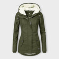 Sophie - Olivgrüne gefütterte wasserfeste Winterjacke
