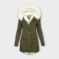 Ivara - Olivgrüne Winterjacke mit Fellkapuze