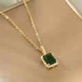 Collar Oro y Esmeralda Celeste