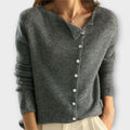 Paige - Grauer gemütlicher Cardigan mit Knopfleiste