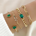 Conjunto de pulseras con cristales verdes