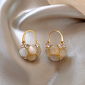 Pendientes de Perla con Cristales Dorados