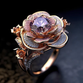 Anillo brillante con flores exóticas en capas