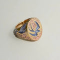 Anillo Vintage Azul y Dorado con Colibrí