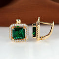 Pendientes Zirconia Verde Cuadrada