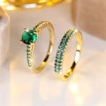 Conjunto de Anillos Serena Esmeralda Celeste