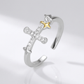 ANILLO CRUZ ESTRELLA DORADA - (AJUSTABLE)