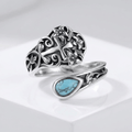 ANILLO FLORAL CRUZ TURQUESA GRACIA - (AJUSTABLE)
