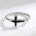 ANILLO CRUZ NEGRA BENDITA - (AJUSTABLE)