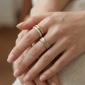 Set de Anillos Bicolor en Oro y Nácar