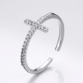 ANILLO CRUZ DE BRILLANTE PLATA - (AJUSTABLE)