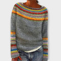 Suzu | Jersey vintage gris con motivo noruego