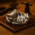 Anillo Vintage con Gato en Plata (Ajustable)
