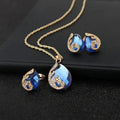 Conjunto de collar y pendientes de cristal azul con dorado