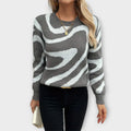 Larissa | Jersey gris y blanco con estampado de cebra
