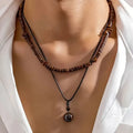 Lujoso collar para hombre con cuentas de turquesa y ojo de tigre