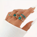 Conjunto de Anillos de Oro Zarina Esmeralda