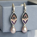 Pendientes Vintage en Esmalte y Perlas Rosas