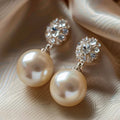 Pendientes de circonita y perlas