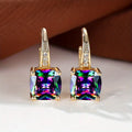 Pendientes Argolla Dorada Piedra Mística