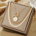 Collar Savira Moneda Texturizada | Oro