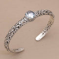 Pulsera vintage abierta de plata con circonitas