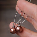 Pendientes Colgantes de Perlas Chapados en Bronce en Plata