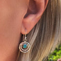 Pendientes Boho Saturn con piedra turquesa en plata y oro
