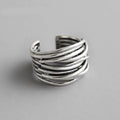 Anillo ajustable en capas plateado