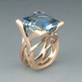 Anillo Vintage Oro Rosa con Zirconia Azul