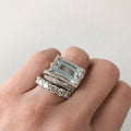 Conjunto de Anillos de Cristal Turquesa Vintage