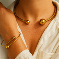 Conjunto Collar & Pulsera Cuff Esferas | Oro