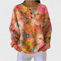 Faustine | Jersey naranja con flores de colores