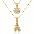 Conjunto de Collares de Oro con Inicial en Pavé