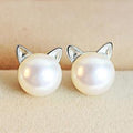 Pendientes de Gatitos con Perlas Cultivadas y Plata