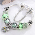 Pulsera de plata y cristal verde