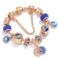 Pulsera en plata rosa y cristal azul