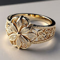 Anillo Exótico Floral en Oro con Circonita | Oro