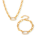 Conjunto de Joyas Cadena Eslabón Pavé | Oro