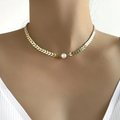 Collar de perlas con cadena para clavícula