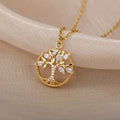 Collar Árbol de la Vida con circonita en oro