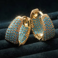 Pendientes Argolla Dorada Turquesa | Oro