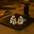 Pendientes  Abrazo de Gato  en plata y oro bicolor