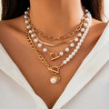 Conjunto Collar Perla & Cadena Serpiente Vintage | Oro