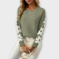 Silke | Jersey suave verde oliva con flores