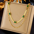 Collar de Oro Doble con Esmeralda Vintage