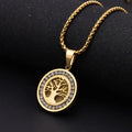 Collar Árbol de la Vida en tono dorado lujoso con circonitas