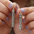 Pendientes boho rectangulares en plata de ley