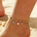 Pulsera de Tobillo en cristal Multicolor y Oro